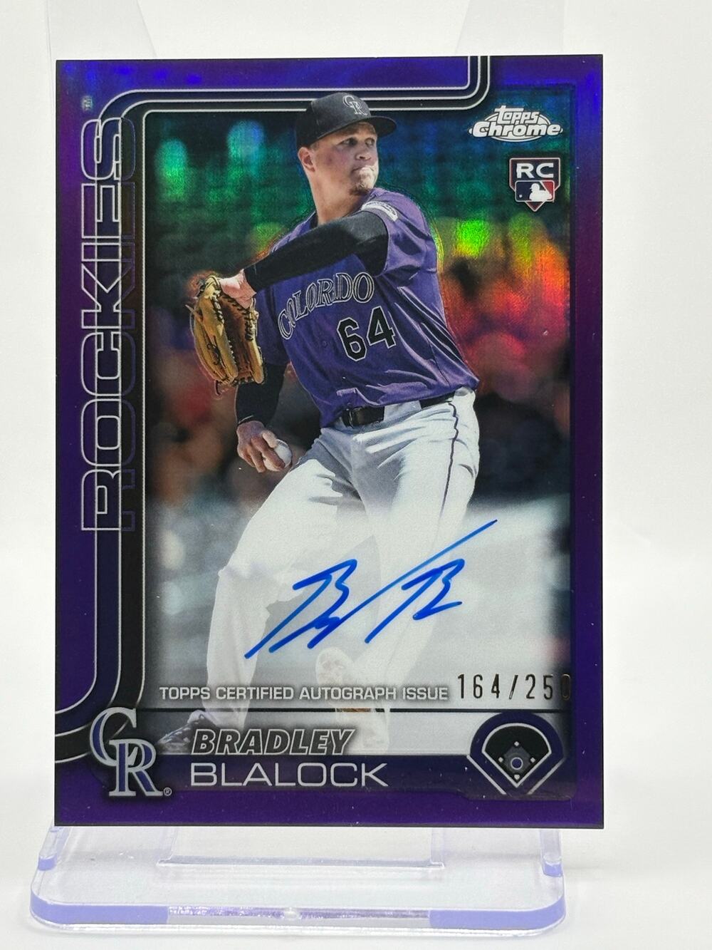 2025 Topps Chrome Bradley Blalock Rookie Purple Refractor Auto 164/250 SP RC